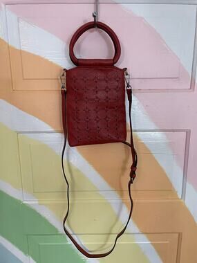 Le Miel Rust Vegan Leather Mini Crossbody Bag Ring Handle Cutout Boho Purse